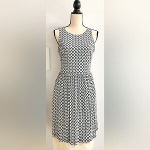 LOFT Aqua/Navy Sleeveless Crew-neck Dress